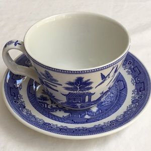 Spode Blue Willow Cups and Saucers 3 Sets